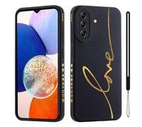 HAONANDE Cover Per Samsung Galaxy A56 5G, Custodia Brillantini Carino Scintillante per Donne e Ragazze, Cute Motivo Cuore Gold Love, Sottile Antiurto Silicone TPU Morbida Case Nero