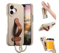 HAONANDE Custodia per Huawei Mate 70 Pro/Mate 70 Pro+, Cover in Pelle PU con Cinturino Supporto Anello, Case PC Rigido Antiurto Slim per Uomo Donna Kaki
