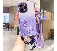 HAONANDE Custodia Per Tecno Camon 19 Neo Glitter Floreale con Tracolla, Cover Sottile TPU Morbido Antishock per Donna, Compatibile con Ricarica Wireless Viola
