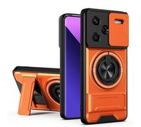 HAONANDE custodia per Xiaomi Redmi Note 13 Pro+/Pro Plus 5G con ring stand magnetico, cover militare antiurto con protezione fotocamera scorrevole compatible with MagSafe ricarica wireless Arancione