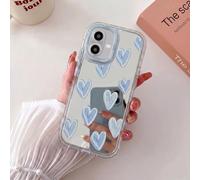 HAONANDE Custodia Specchio per iPhone 17 con Zebra Stripe Onde & Simpatico Cuore Lucky Pattern, Cover Trasparente Lucida Donna Ragazza, Antiurto Blu