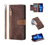 HAONANDE Flip Cover Per TCL 605 4G, Custodia Pelle PU a Libro Portafoglio con 6 slot per carte, Supporto Stand, Magnetica, Protezione RFID, Case Wallet Antiurto Marrone
