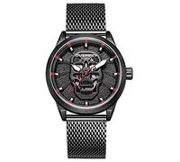 Haonb Orologi Da Polso Fantastico Orologio Al Quarzo Luminoso Impermeabile Con Quadrante A Teschio, Cinturino In Acciaio Nero