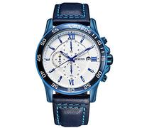 Haonb Orologi Da Polso,Orologio Da Uomo Impermeabile Con Secondo Orologio Al Quarzo Da Lavoro Per Il Tempo Libero, Quadrante Bianco Conchiglia Blu