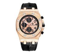 Haonb Orologi Uomo Il Terzo Occhio Il Calendario Di Pelle Multifunzionale Di Quarzo. La Rosa D'Oro Di Superficie