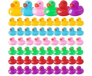 Haooryx Christian Mini paperella di gomma - 60 pezzi croce religiosa Gesù novità anatra cigolio vasca da bagno galleggiante giocattolo da bagno per chiesa evento classe ricompensa regalo di compleanno