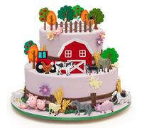 Haooryx Decorazioni per torta di compleanno con animali della fattoria, mini decorazioni per torte di compleanno con animali da cortile, fienile, mucca, pecore, fattoria, bomboniera a tema