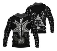 HAOSEM - Felpa con cappuccio da uomo con stampa 3D Pentagramma Gotico, stile Satan, Primavera, con cappuccio, Hip Hop