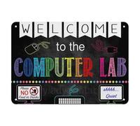 Haosensix - Targa in metallo con scritta in lingua inglese "Welcome to the Computer Lab", per aule scolastiche, portico, decorazione da parete, 30,5 x 20,3 cm