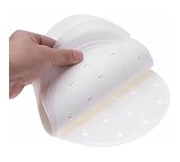 HAOSHICS 100 fodere rotonde usa e getta in carta pergamena perforata in bambù per friggitrice ad aria, cestello per cottura a vapore, torte di cottura, forno olandese, tortiera (28 cm)