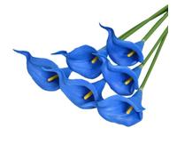 HAOSHICS Calla artificiale, giglio realistico in lattice con stelo in poliuretano morbido, elegante decorazione floreale per matrimoni, casa, feste, ufficio, composizioni floreali fai da te (10, blu)