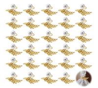 HAOTIAN-X 30 pezzi di portatovaglioli in metallo, portatovaglioli dorati con perle e foglie, portatovaglioli con design cavo, decorazioni da tavolo per matrimoni, feste di compleanno e anniversari