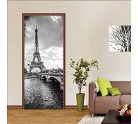 HAOTING 3D Adesivo per Porte Murale per Porte Poster per Porte Grigio e Parigi Carta da Parati per Porte 3D Carta da Parati per Porte Autoadesive Adesivi per Porte Vinile Rimovibili Autoad