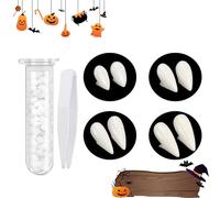 Haoutdory Dientes de Vampiro Halloween,Colmillos Fangs Cosplay con Pegamento Termo-Adhesivo,Reutilizables para Niños y Adultos,Accesorio Terrorífico
