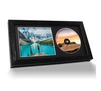 HAOWANWW Cornice per album musicali, in legno massello nero con supporto bianco per esposizione e ascolto, disco, scatola o CD firmato, decorazione da parete per casa, galleria e ufficio