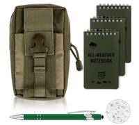 HAOWANWW Set di 5 penne impermeabili per quaderni impermeabili, mini notebook a spirale per tutte le condizioni atmosferiche, carta di pietra, con copertura verde, blocco note tattico con griglia per