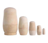 Haowul 5 Pezzi di Bambole Nidificanti Non Verniciate, Bambole Nidificanti Russe Vuote, Personalizza, Crea Tua Bambola Russa Natalizia, Matrioska in Legno, Kit Fai Te per Bambini