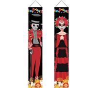Haowul Decorazioni per del Giorno dei Morti Dia De Los Muertos Decor Giorno Messicano dei Morti Segnale per Esterno Banner Appendere alla Porta per Decorazione della Parete di Casa