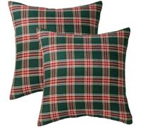 Haowul Federe Decorative per Cuscini Natalizi in Tartan Scozzese, per Decorazioni Natalizie in Stile Fattoria, Rosso E Verde, 18 X 18 Pollici