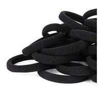 Haoyaru 50 fasce per capelli da donna, nere, in cotone senza cuciture, fissatore elastico per coda di cavallo, capelli spessi non dannosi, diametro 2 pollici