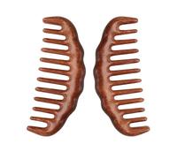 Haoyaru Set di 2 pettini per capelli in legno, pettine massaggiante a denti larghi, colore marrone