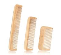 Haoyaru Set di 3 pettini da donna in legno di bambù naturale, pettine a coda di topo a denti fini, strumento antistatico per lo styling adatto per pettinare capelli lisci, capelli ricci, orso