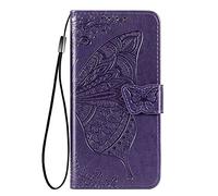 HAOYE Cover per Blackview Wave 8/Blackview Wave 8C Cover, Custodia Chiusura Magnetica Flip Case Stile, Pelle PU/TPU Farfalla Sbalzato con Supporto di Stand/Carte Slot. Viola Scuro