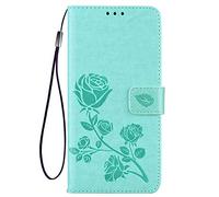HAOYE Cover per Honor Magic 5 Lite 5G (Magic5 Lite) / X9a Cover, Custodia Chiusura Magnetica Flip Case Stile, Pelle PU/TPU Rose Sbalzato con Supporto di Stand/Carte Slot. Verde