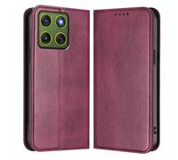 HAOYE Cover per Motorola Moto Edge 70 5G / X70 Air, Portafoglio Custodia in TPU e Pelle con Slot Carte/Blocco RFID/Chiusura Magnetica/Funzione Stand - Rosso