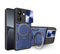 HAOYE Cover per Motorola Moto G13 4G / G23 4G / G53 5G con Porta Anelli Invisibile, Custodia con Copertura della Fotocamera Scorrevole, PC e Silicone TPU Case, Blu