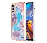 HAOYE Cover per Motorola Moto G22 / Moto E32 / Moto E32S, Elegante Brillantini Modello Silicone Morbido TPU Bumper Flessibile Gel Ultra Sottile Antiurto Custodia Skin Case, Marmo blu