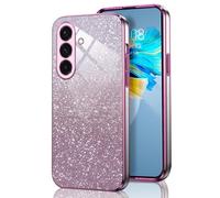 HAOYE Cover per Samsung Galaxy A36 5G, Silicone Cover per Telefono in Stile Bordo Dorato, Custodia Antigraffio con Brillante Etichetta. Rosa