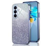 HAOYE Cover per Samsung Galaxy A56 5G, Silicone Cover per Telefono in Stile Bordo Dorato, Custodia Antigraffio con Brillante Etichetta. Blu