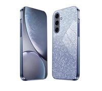 HAOYE Cover per Samsung Galaxy S24 FE 5G, Silicone Cover per Telefono in Stile Bordo Dorato, Custodia Antigraffio con Brillante Etichetta. Blu