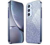 HAOYE Cover per Samsung Galaxy S25+ Plus 5G, Silicone Cover per Telefono in Stile Bordo Dorato, Custodia Antigraffio con Brillante Etichetta. Blu