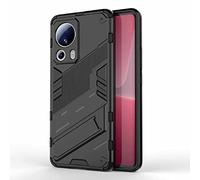 HAOYE Cover per Xiaomi Mi 13 Lite, Custodia Protettiva con Supporto, Robusto Pannello Posteriore PC Antigraffio + Antiurto TPU Dual Layer Armour Ibrida Case. Nero