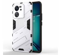 HAOYE Cover per Xiaomi Mi 13T 5G / 13T Pro 5G, Custodia Protettiva con Supporto, Robusto Pannello Posteriore PC Antigraffio + Antiurto TPU Dual Layer Armour Ibrida Case. Bianco