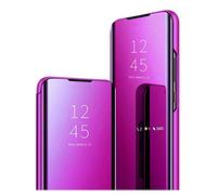 HAOYE Cover per Xiaomi Redmi Note 12 (4G Version), Premio PC/PU Custodia con Specchio, Smart View Mirror Flip Case, Clear View Standing Flip Cover con Supporto Pieghevole. Viola