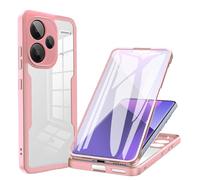HAOYE Cover per Xiaomi Redmi Note 13 Pro+ Plus 5G con Proteggi Schermo, Trasparente Custodia 360 Gradi Silicone TPU e PC Doppio Strato Protettiva Case Bumper. Rosa
