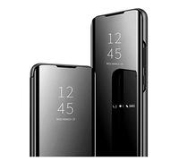 HAOYE Cover per Xiaomi Redmi Note 13 Pro+ Plus 5G, Premio PC/PU Custodia con Specchio, Smart View Mirror Flip Case, Clear View Standing Flip Cover con Supporto Pieghevole. Nero