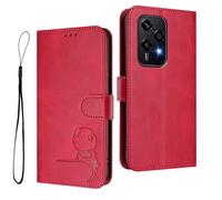 HAOYE Custodia in Pelle Modello Panda per Huawei Honor 200 Lite - Protezione RFID Cover con Portacarte, Supporto & Antiurto - Rosso Rosa