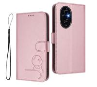 HAOYE Custodia in Pelle Modello Panda per Huawei Honor 200 Pro - Protezione RFID Cover con Portacarte, Supporto & Antiurto - Rosa