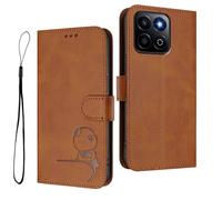 HAOYE Custodia in Pelle Modello Panda per Huawei Honor 200 Smart - Protezione RFID Cover con Portacarte, Supporto & Antiurto - Marrone