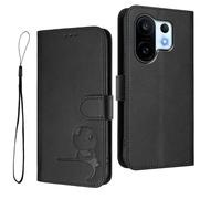 HAOYE Custodia in Pelle Modello Panda per VIVO X200 FE - Protezione RFID Cover con Portacarte, Supporto & Antiurto - Nero