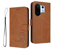 HAOYE Custodia in Pelle Modello Panda per VIVO X200 FE - Protezione RFID Cover con Portacarte, Supporto & Antiurto - Marrone