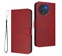 HAOYE Custodia in Pelle per DOOGEE Note 59 / Note 59 Pro, Wallet con Chiusura Magnetica/Slot per Schede, Cover Antiurto con Protezione RFID e Supporto Pieghevole - Rosso Vino