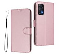 HAOYE Custodia in Pelle per Xiaomi Redmi Note 11 Pro+ Plus, Wallet con Chiusura Magnetica/Slot per Schede, Cover Antiurto con Protezione RFID e Supporto Pieghevole - Rosa