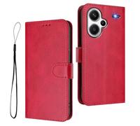 HAOYE Custodia in Pelle per Xiaomi Redmi Note 13 Pro+ Plus 5G, Wallet con Chiusura Magnetica/Slot per Schede, Cover Antiurto con Protezione RFID e Supporto Pieghevole - Rosso Rosa