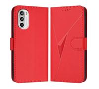 HAOYE Custodia in Pelle Premium per Motorola Moto G52 4G / G82 5G - Portafoglio con Chiusura Magnetica Cover, Supporto Regolabile & Protezione Avanzata - Rosso