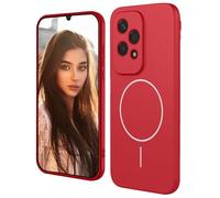 HAOYE Custodia Magnetica per Huawei Honor 200 Lite Compatibile con MagSafe, Cover in Silicone Liquido con Rivestimento in Microfibra, Bumper Protettivo - Rosso